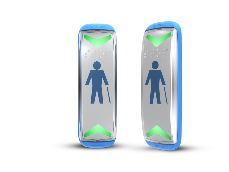 Haltwunschtaster Barrierefrei Symbol Mann mit Stock Haltwunschtaster Barrierefrei Symbol Mann mit Stock